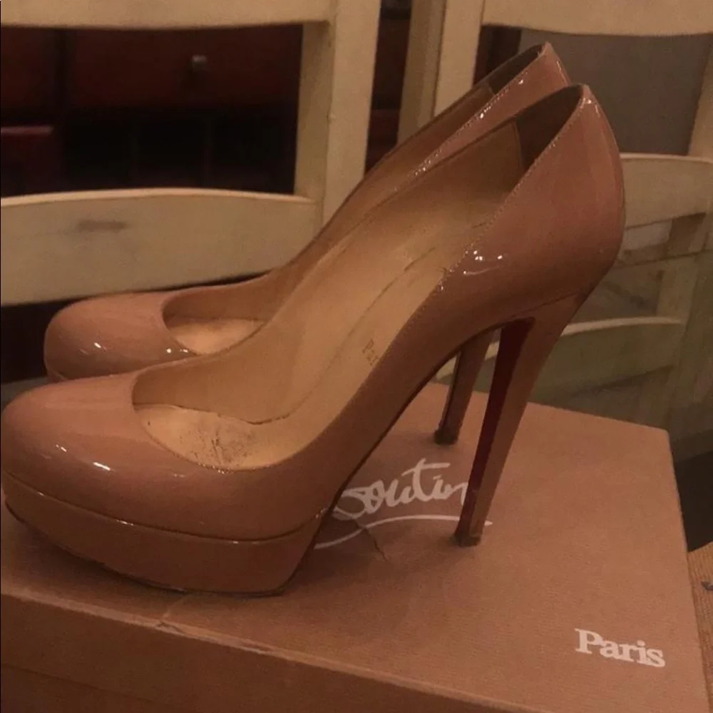 Women's Nude Patent Platform High Heels
